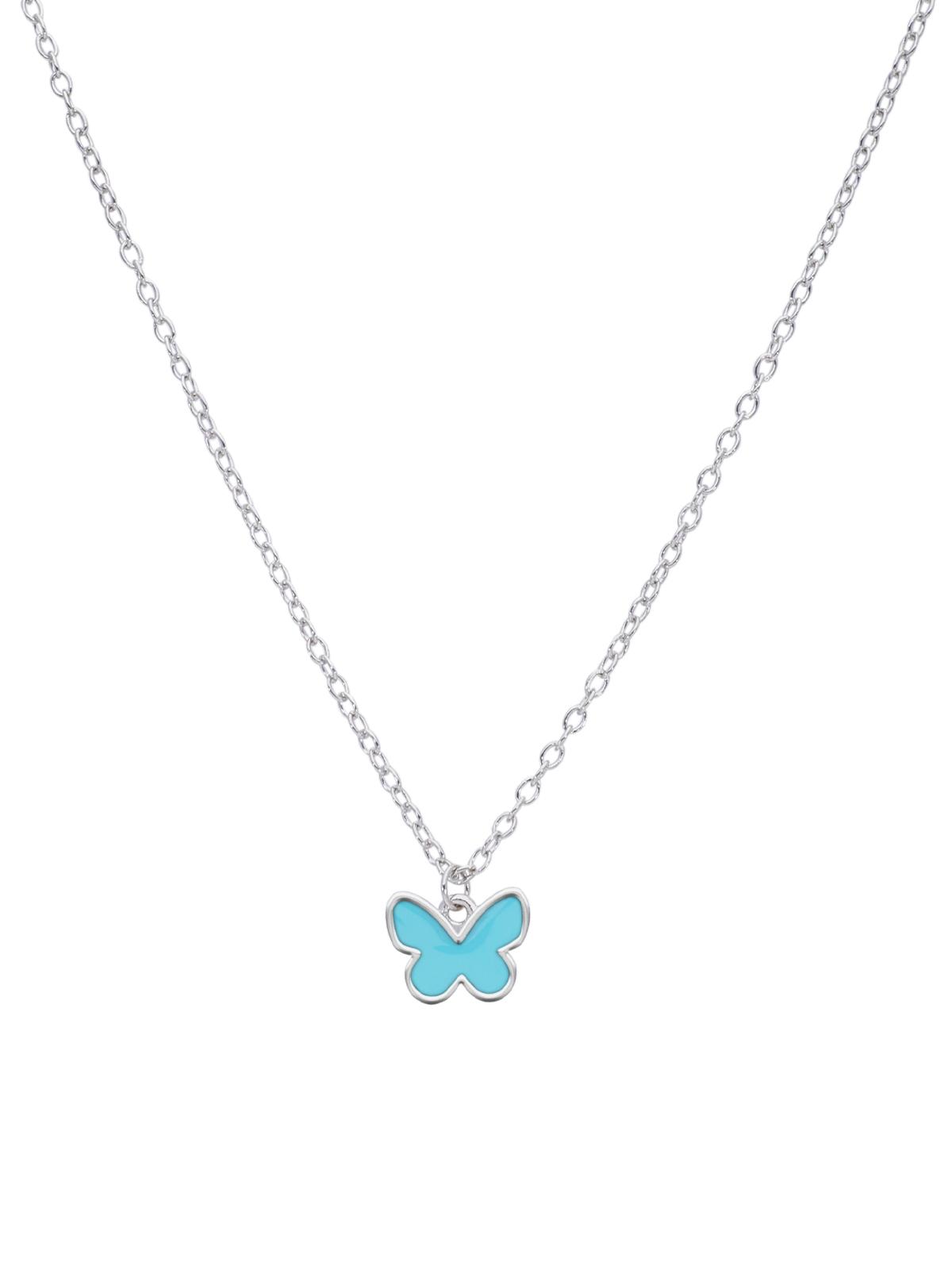 COLLAR MAREA PLATA DE LEY GIRLS MARIPOSA ESMALTE AZUL