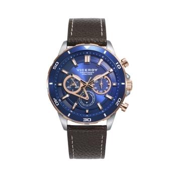 RELOJ VICEROY CRONO HOMBRE ACERO BICOLOR ALUMINIO CORREA MARRON