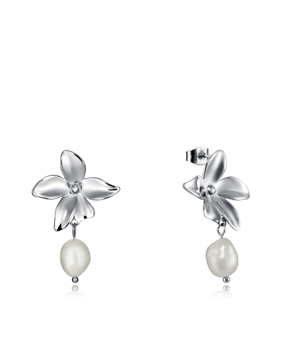 PENDIENTES VICEROY MUJER ACERO FLOR Y PERLA AGUADULCE