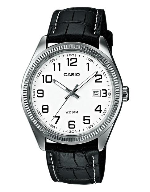 RELOJ CASIO ANALOGICO BASICO CORREA PIEL NUMEROS Y CALENDARIO