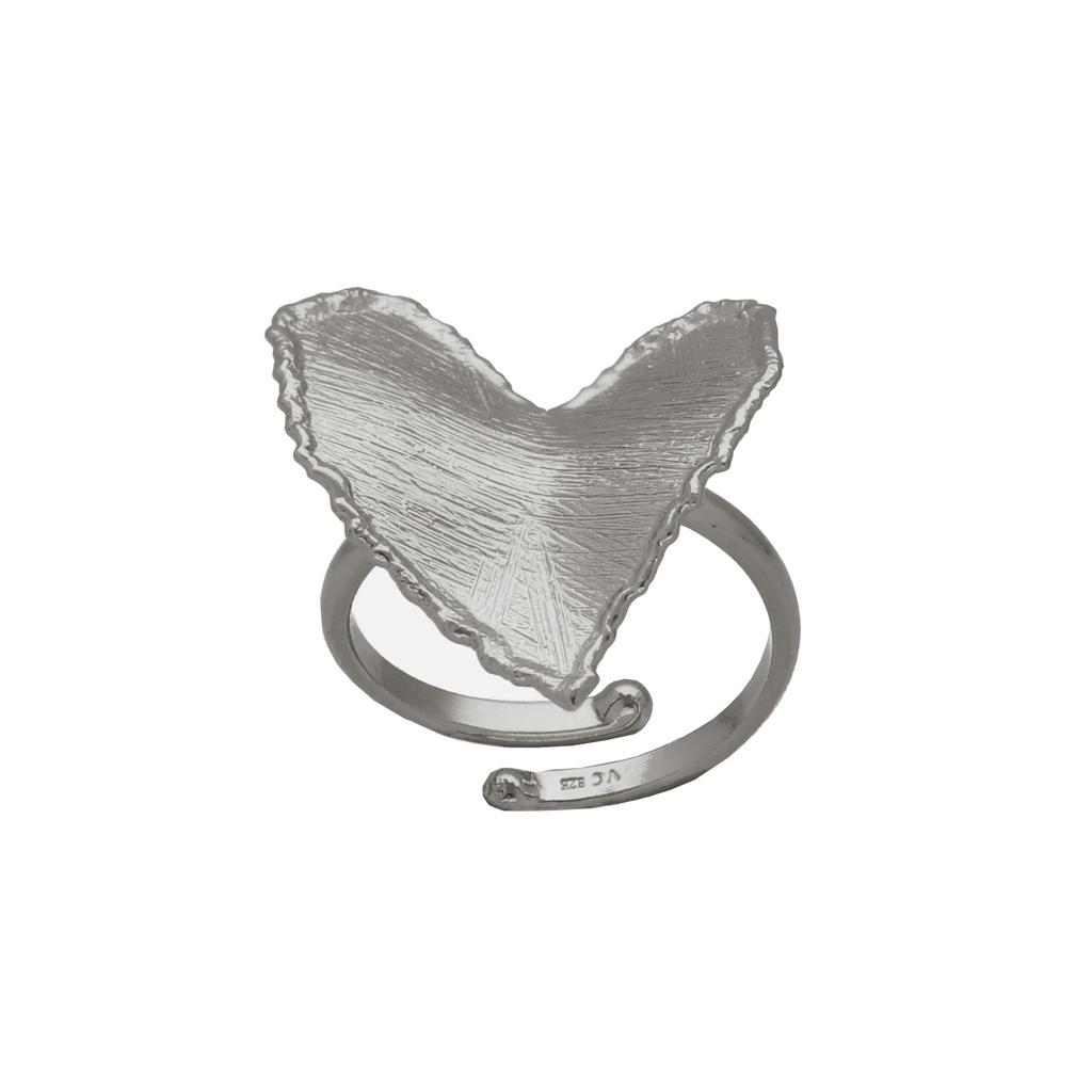 ANILLO VICTORIA CRUZ PLATA DE 1º LEY CORAZON TEXTURA AJUSTABLE