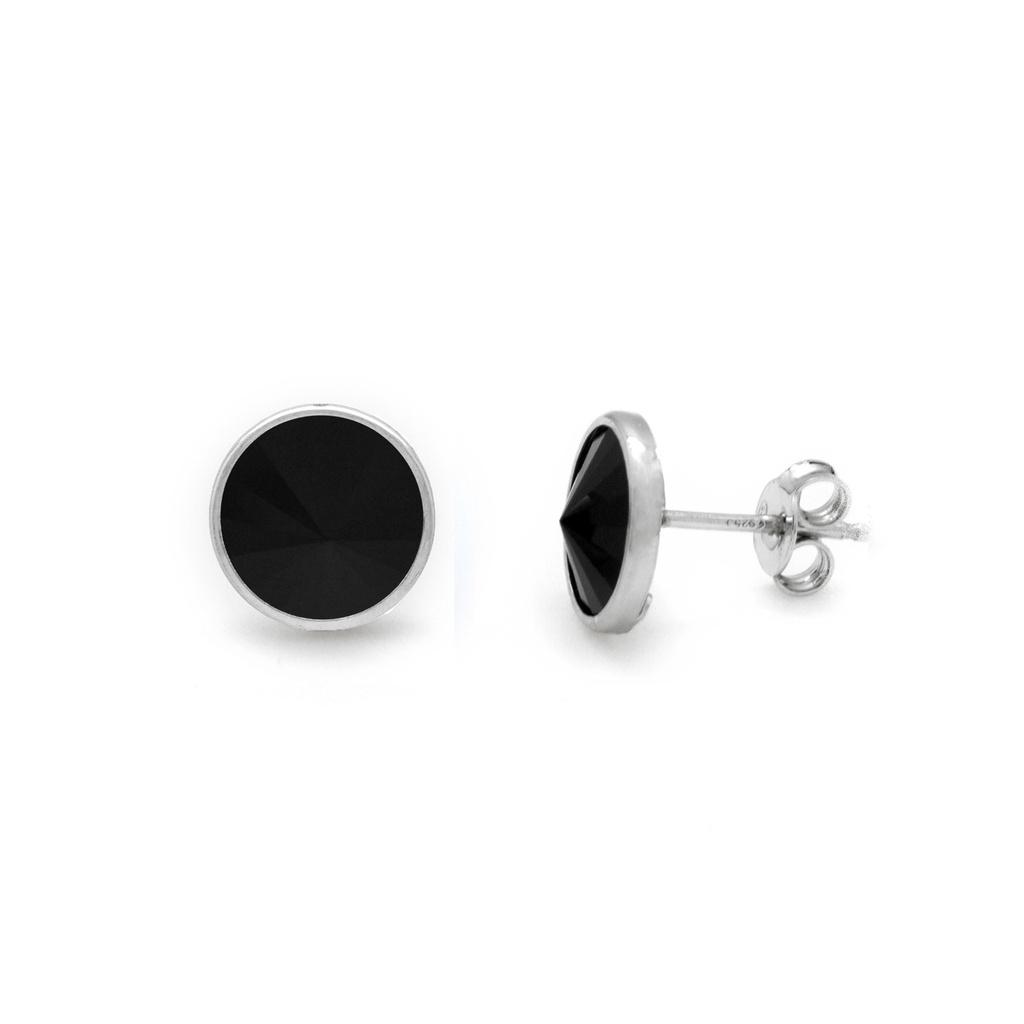 PENDIENTES VICTORIA CRUZ PLATA DE LEY PRESION 8MM NEGRO