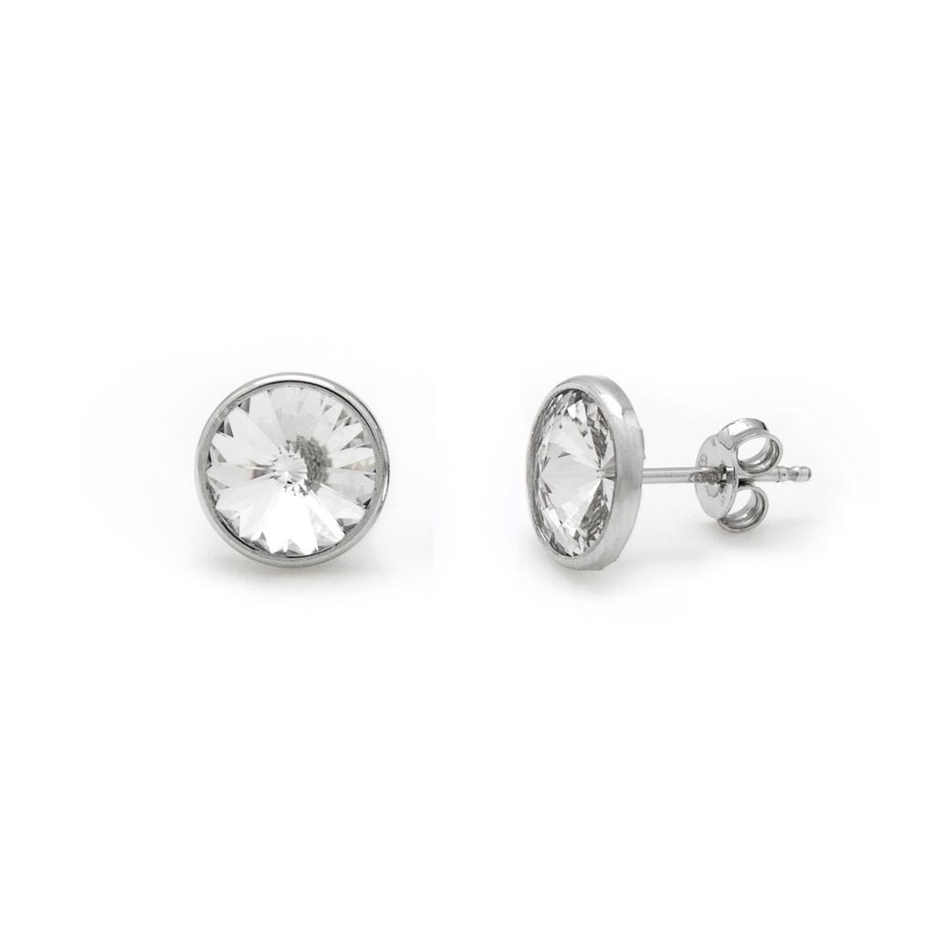 PENDIENTES VICTORIA CRUZ PLATA DE LEY PRESION 8MM CRYSTAL