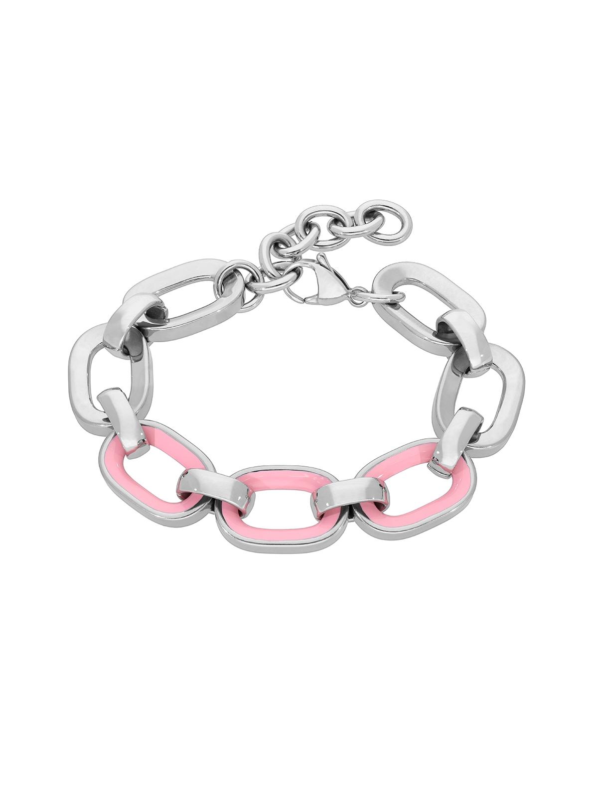 PULSERA ACERO MAREA JEWELS MUJER ANILLAS ESMALTE ROSA