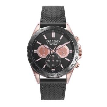 RELOJ VICEROY HOMBRE ACERO CRONO IP ROSA CORREA CAUCHO NEGRA 100M
