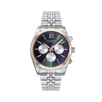RELOJ VICEROY HOMBRE ACERO MULTIFINCION DUAL TIME BISEL BICOLOR