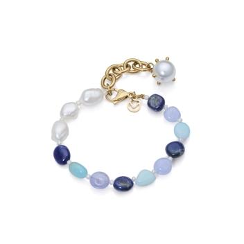 PULSERA VICEROY ACERO DORADA PIEDRAS AZULES Y PERLAS MUJER