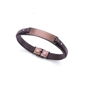 PULSERA VICEROY HOMBRE ACERO IP MARRON Y PIEL