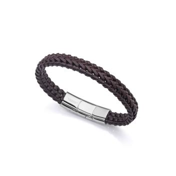 PULSERA VICEROY HOMBRE ACERO Y PIEL TRENZADA