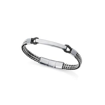 PULSERA VICEROY HOMBRE ACERO Y PIEL NEGRA