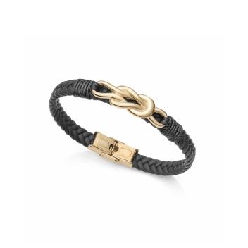 PULSERA VICEROY ACERO HOMBRE IP DORADO CORDON NEGRO