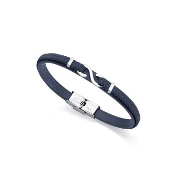 PULSERA VICEROY HOMBRE ACERO Y PIEL AZUL
