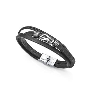 PULSERA VICEROY HOMBRE ACERO Y PIEL NEGRA