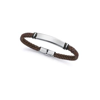 PULSERA VICEROY HOMBRE ACERO PIEL MARRON