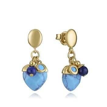 PENDIENTES VICEROY PLATA DE LEY DORADO MUJER LARGOS COLGANTE LAPISLAZULI