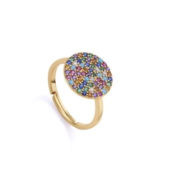 ANILLO VICEROY PLATA DE LEY MUJER BAÑO DORADO CIRC COLORES