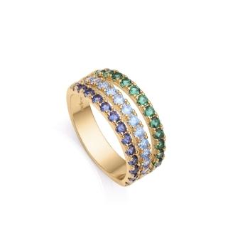 ANILLO VICEROY PLATA DE LEY MUJER BAÑO ORO CIRCONITAS