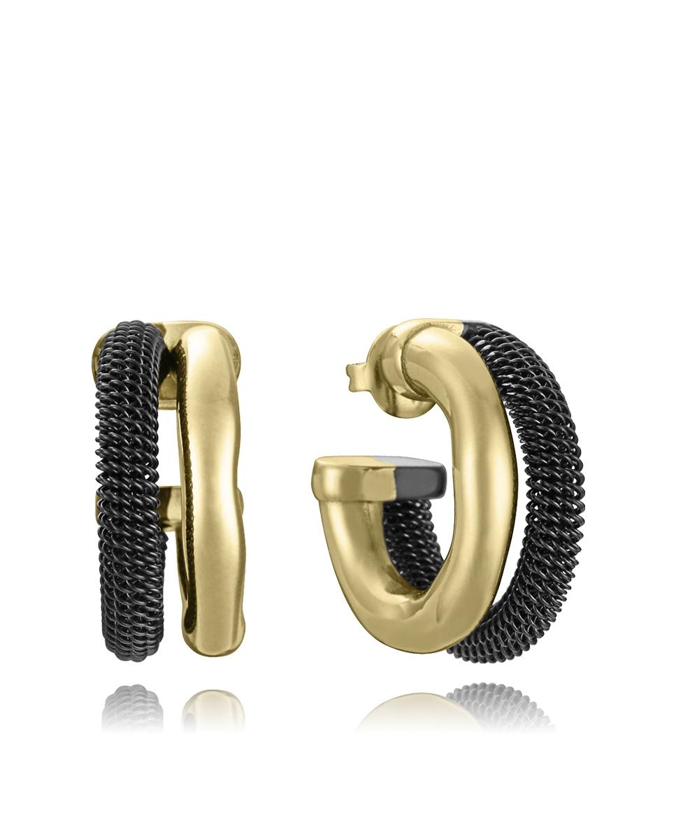 PENDIENTES VICEROY MUJER ACERO DORADO Y NEGRO ARO LAURA ESCANES