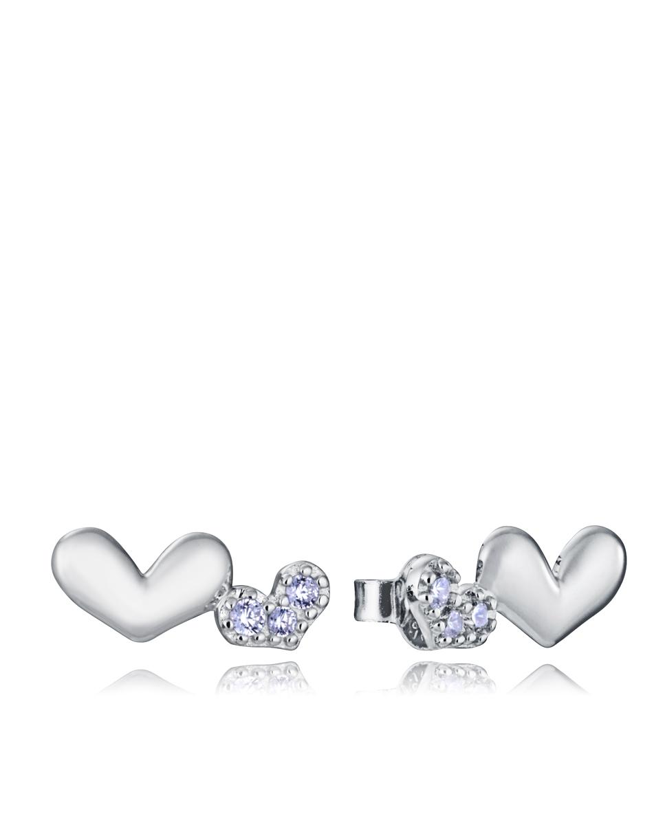 PENDIENTES VICEROY MUJER PLATA DE LEY DOBLECORAZON LISO/CIRCONITAS