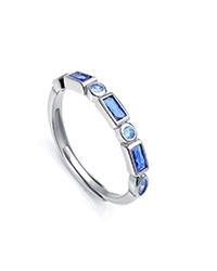 ANILLO VICEROY PLATA DE LEY MUJER BAÑO RODIO CIRCONITAS AZULES