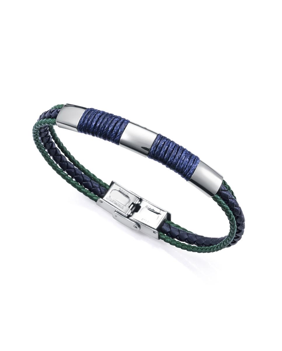 PULSERA VICEROY HOMBRE PIEL AZUL Y VERDE CORDONES