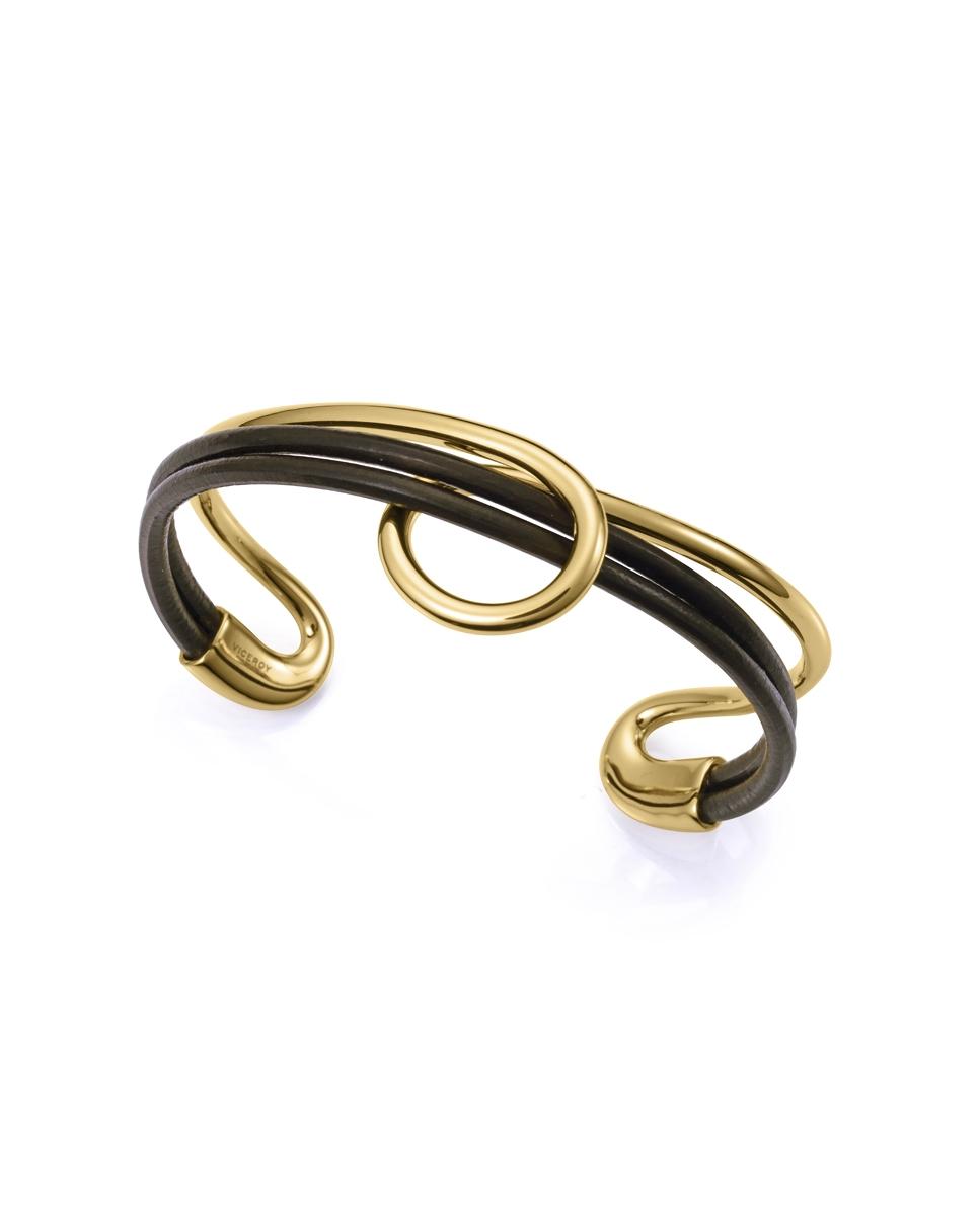 PULSERA VICEROY MUJER IP DORADO PIEL NEGRA BRAZALETE